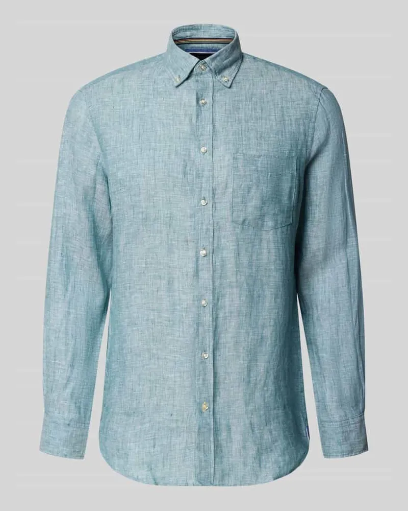 Christian Berg Slim Fit Leinenhemd mit Brusttasche Metallic