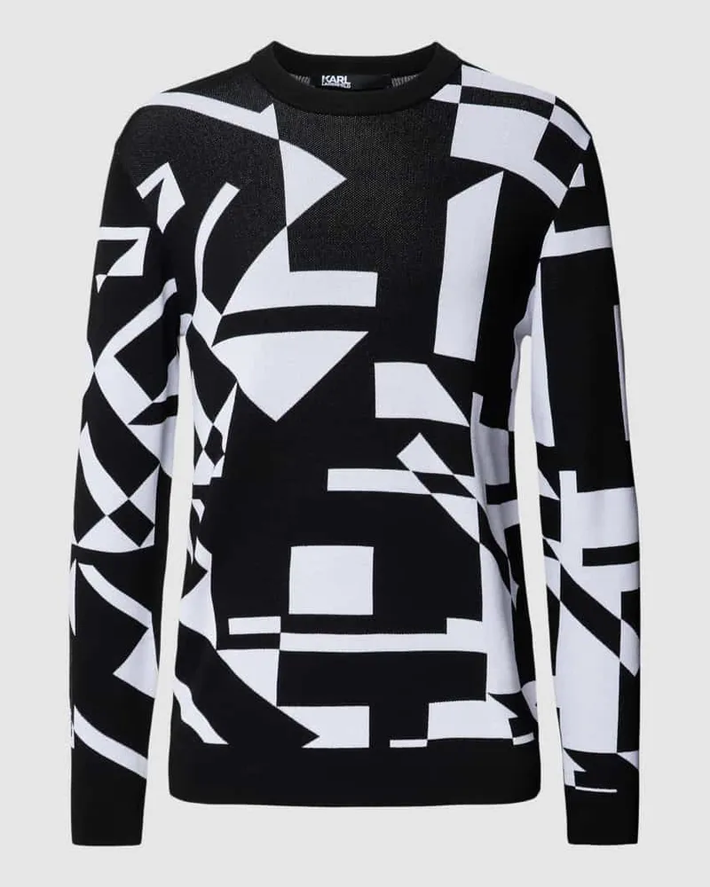 Karl Lagerfeld Strickpullover mit Viskose-Anteil und Allover-Muster 