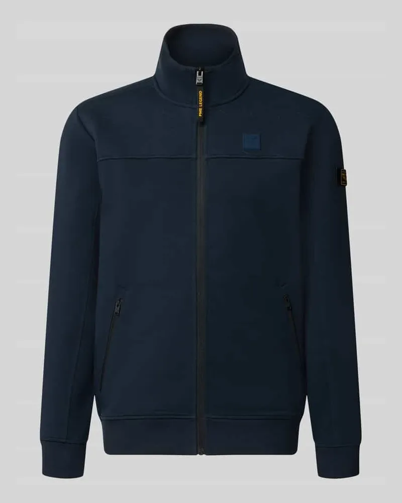 PME Legend Sweatjacke mit Label-Patches und Stehkragen Marine