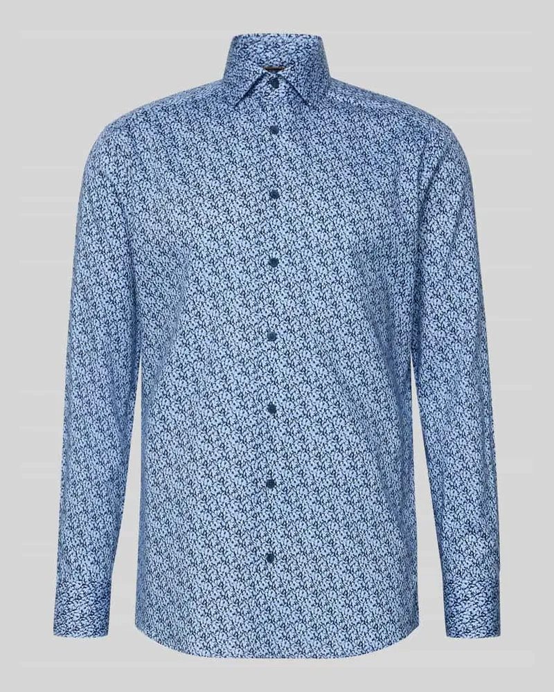 Olymp Regular Fit Businesshemd aus reiner Baumwolle mit Kentkragen Marine