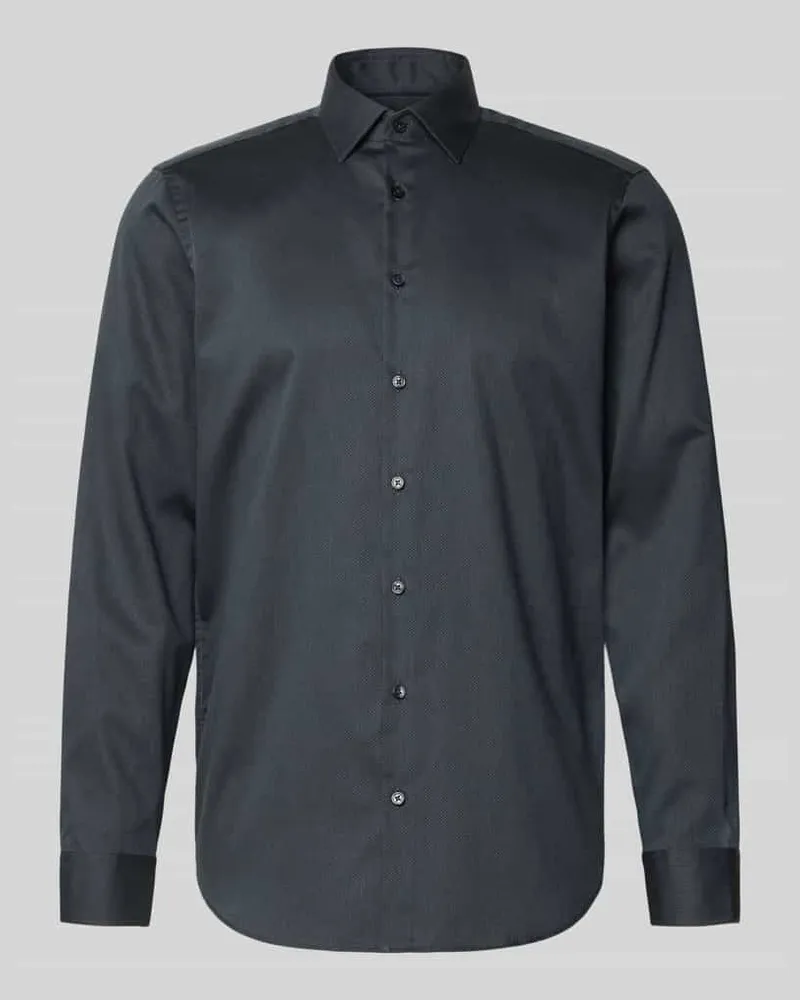 JAKE*S Regular Fit Business Hemd aus Baumwolle mit Kentkragen Mittelgrau