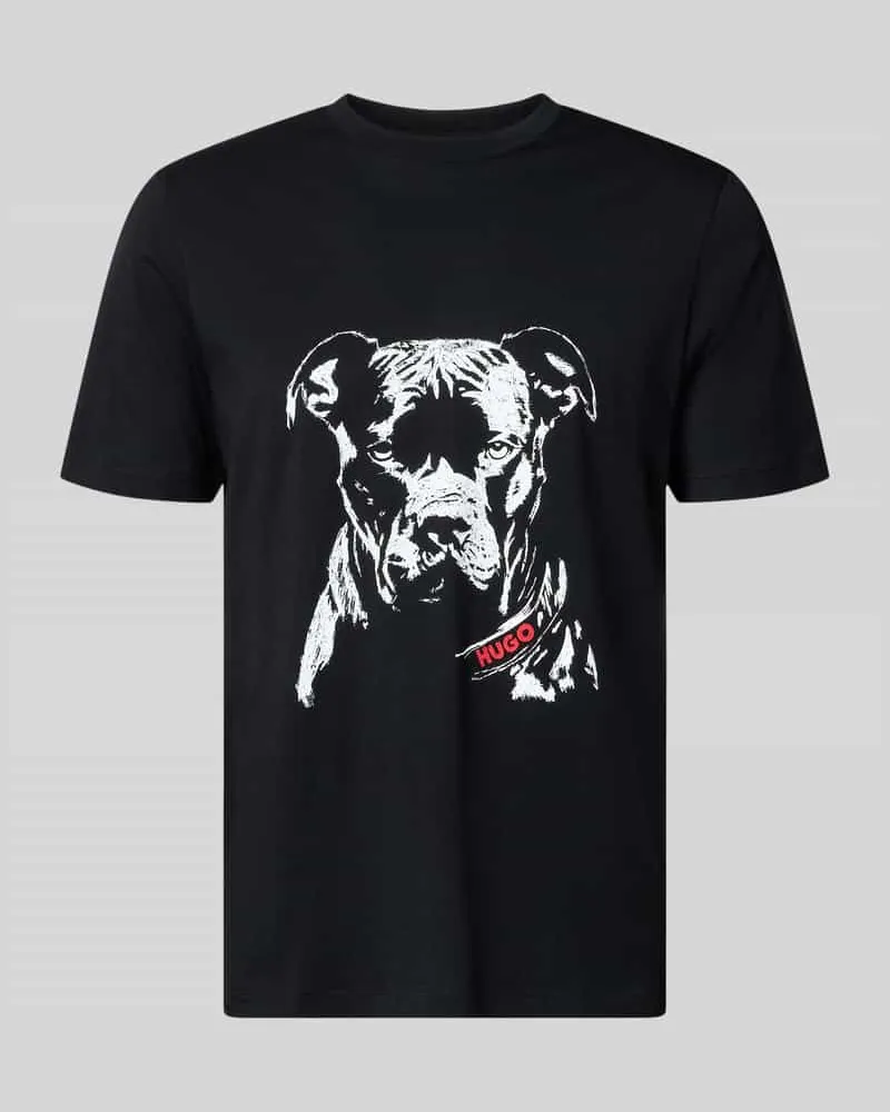 HUGO BOSS Regular Fit T-Shirt aus reiner Baumwolle Modell 'DUBROX Black