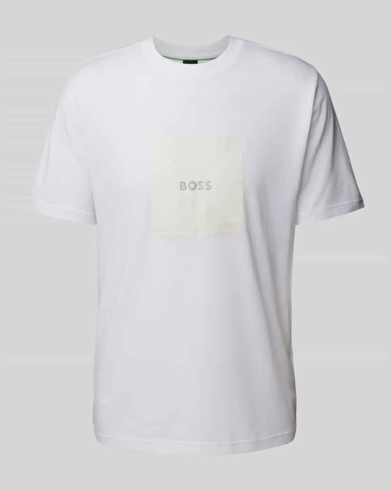 HUGO BOSS T-Shirt mit Label-Print Weiss