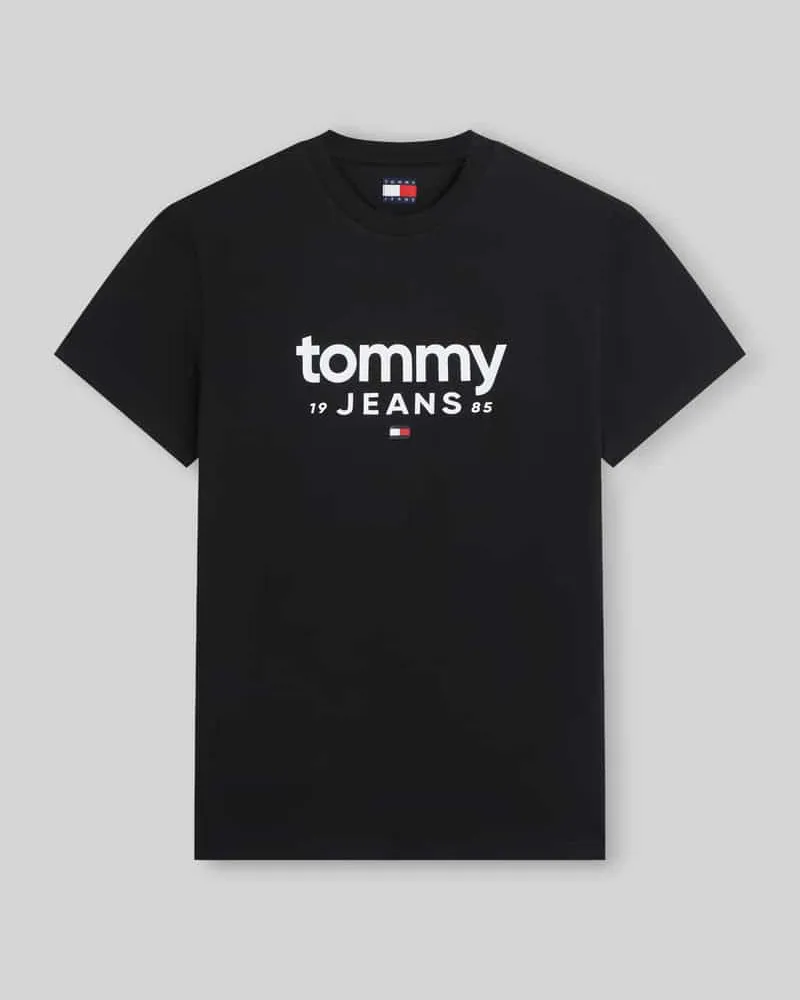 Tommy Hilfiger Relaxed Fit T-Shirt aus reiner Baumwolle mit Label-Schriftzug Black