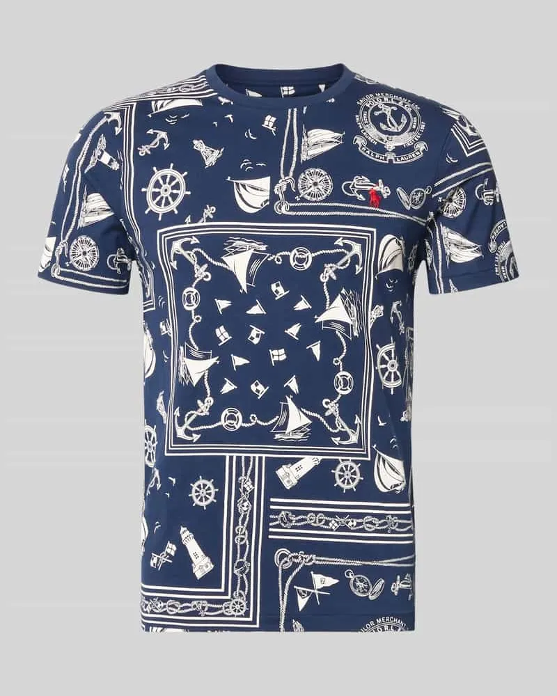 Ralph Lauren Slim Fit T-Shirt aus reiner Baumwolle Modell 'CO CN BANDANA PRINT Dunkelblau