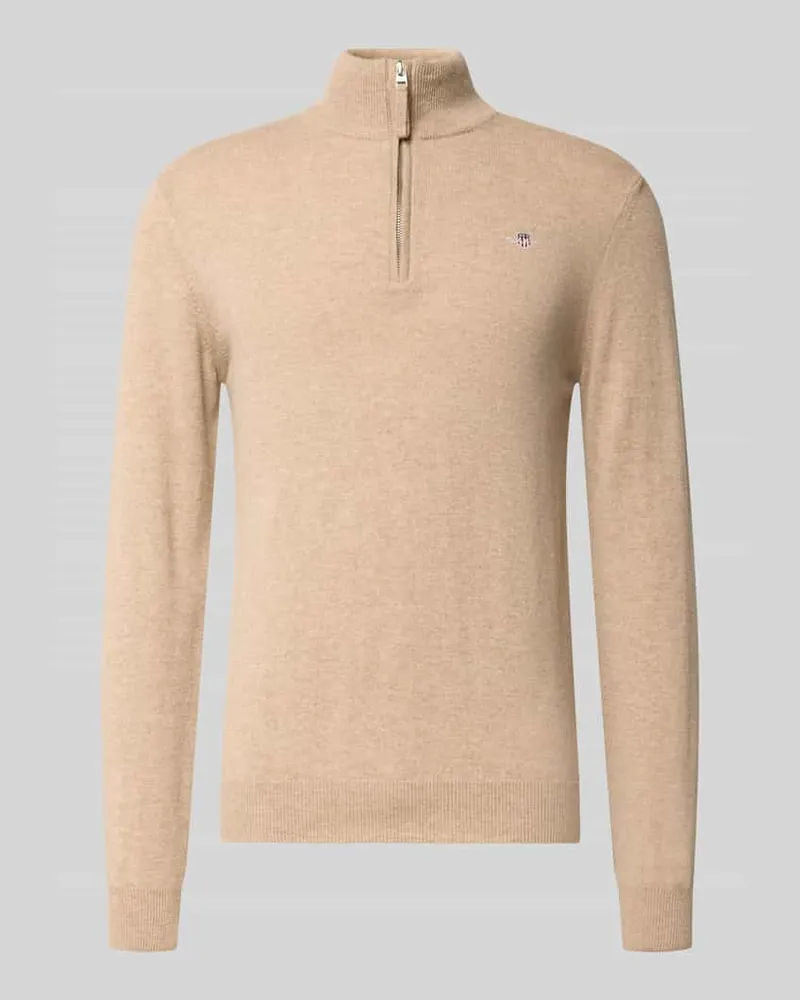 Gant Regular Fit Pullover mit Strick-Optik aus reiner Wolle 