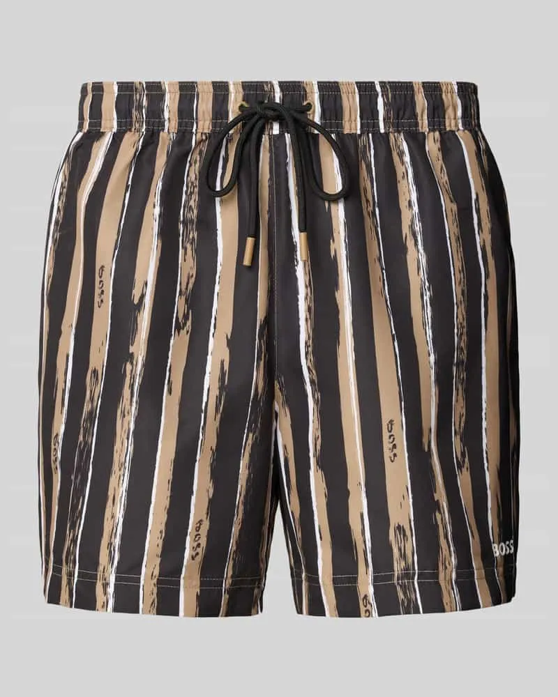 HUGO BOSS Regular Fit Badeshorts mit Mesheinsatz 