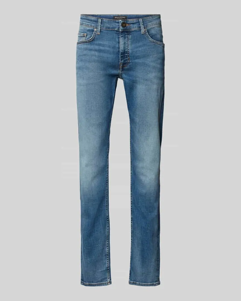 Marc O'Polo Regular Fit Low-Rise-Jeans mit Shaped-Beinverlauf Modell 'SJÖBO Jeansblau
