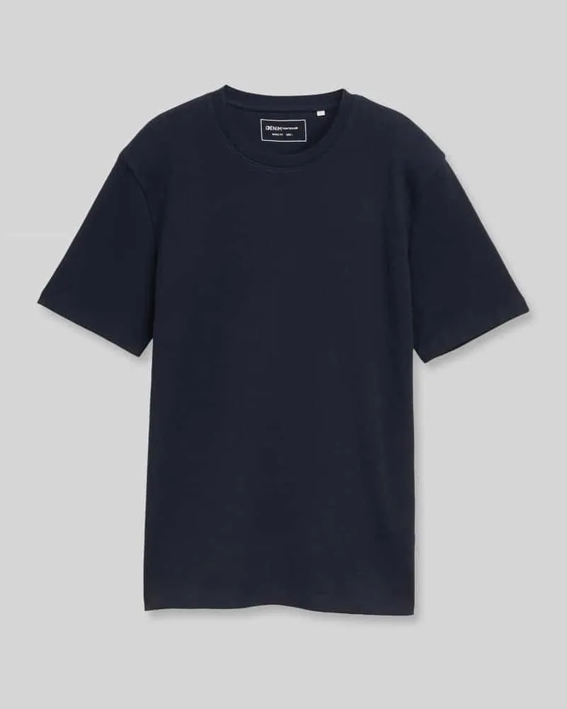 Tom Tailor Regular Fit T-Shirt aus Baumwoll-Mix Marine