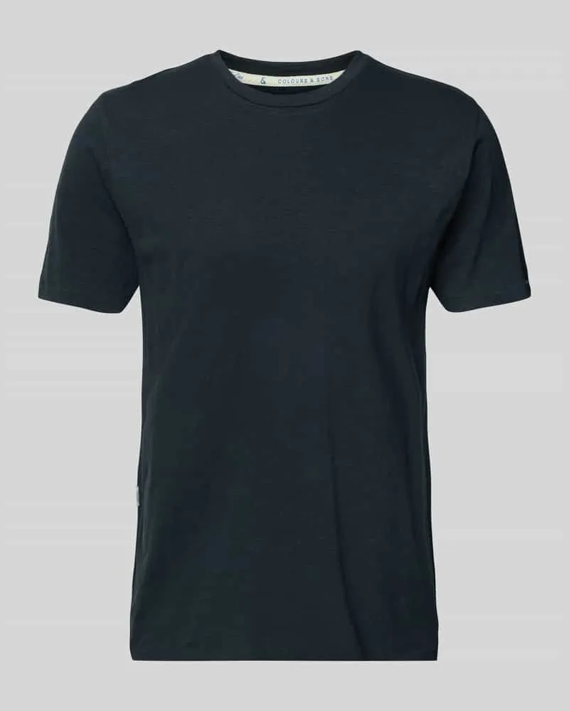 colours & sons Regular Fit T-Shirt aus Baumwoll-Leinen-Mix Anthrazit