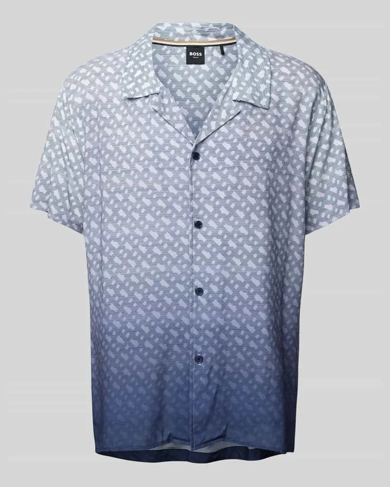 HUGO BOSS Regular Fit Freizeithemd aus Viskose Modell 'VALE Marine
