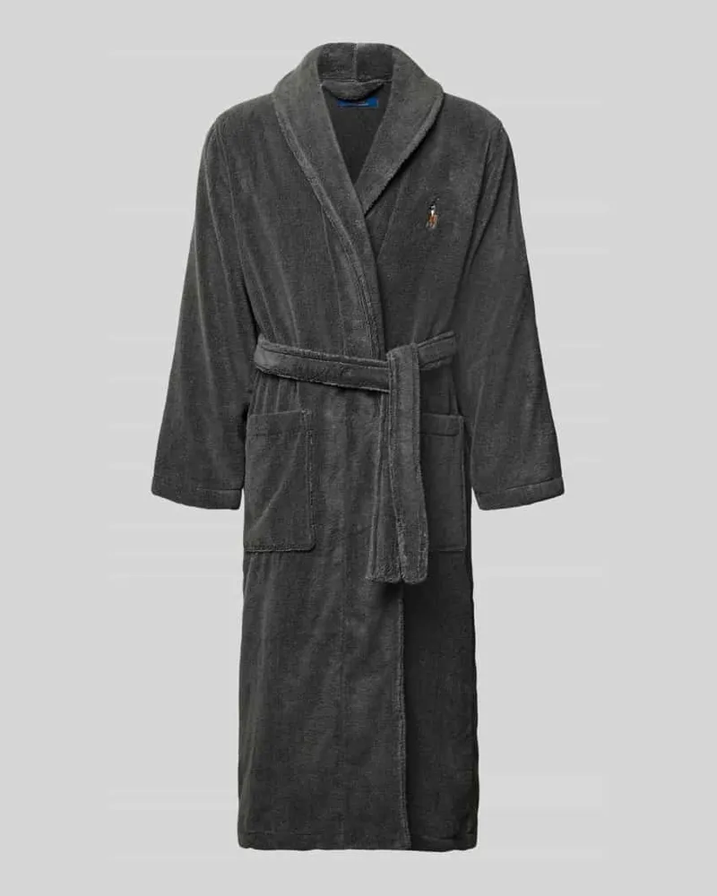 Ralph Lauren Regular Fit Bademantel aus reiner Baumwolle Dunkelgrau