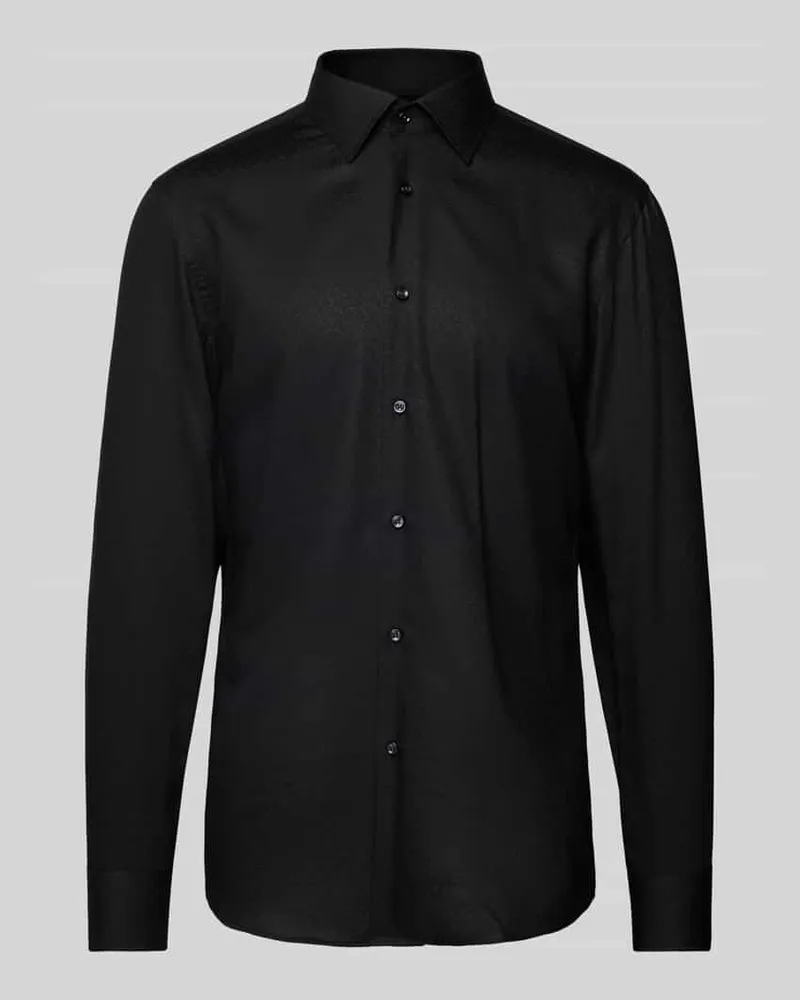 HUGO BOSS Slim Fit Business-Hemd mit Kentkragen Modell 'Hank Black