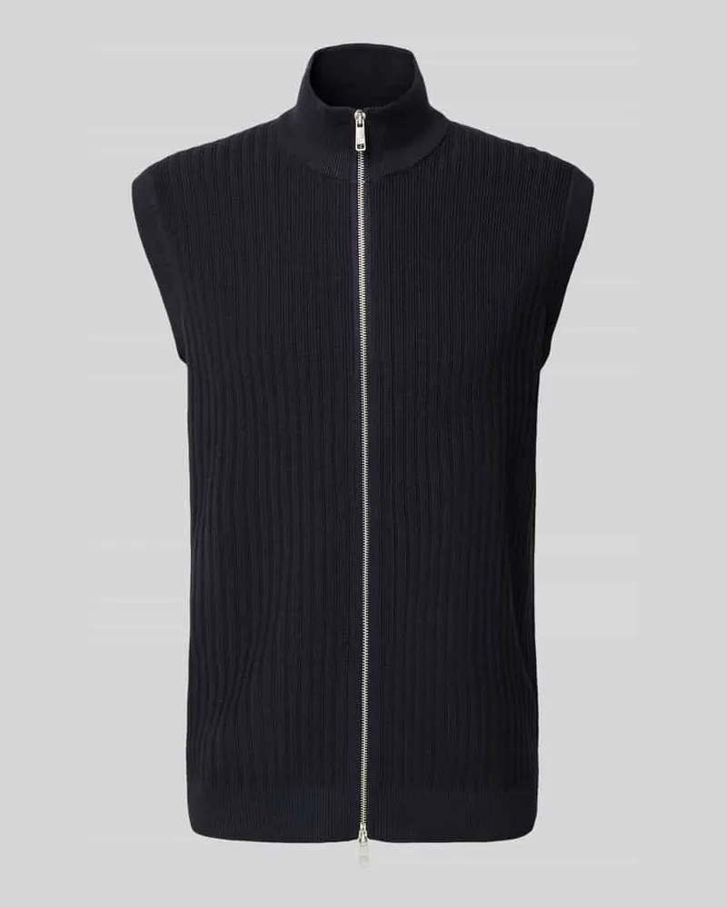 Christian Berg Weste in Strick-Optik mit Reißverschluss Marine