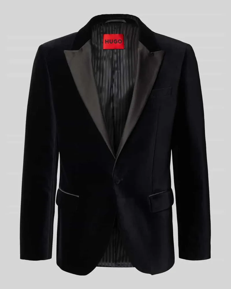 HUGO BOSS Slim Fit Smoking aus Baumwoll-Samt Modell 'HENRY254E1X Black