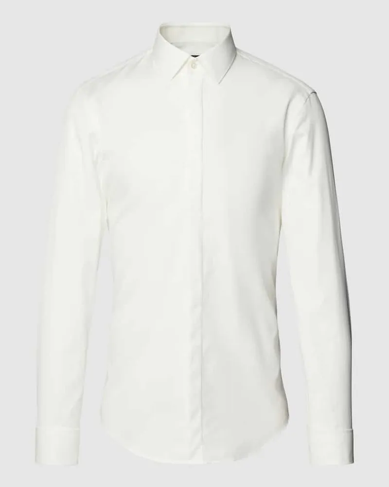 JAKE*S Slim Fit Business-Hemd mit Kentkragen Ecru