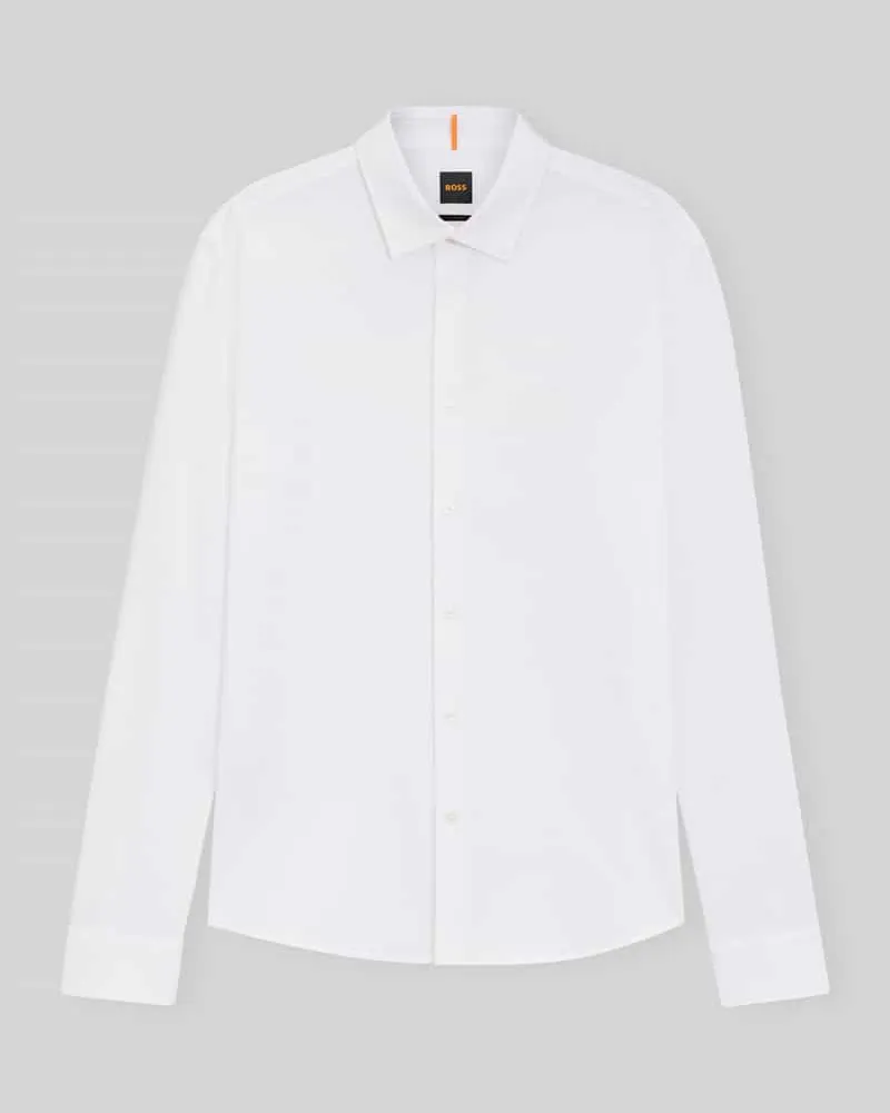 HUGO BOSS Slim Fit Freizeithemd aus reiner Baumwolle Modell 'MYSOFT_2 Weiss
