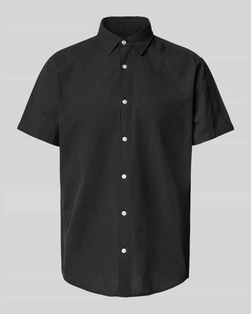 Jack & Jones Slim Fit Freizeithemd aus Baumwoll-Leinen-Mix Modell 'BREEZE 
