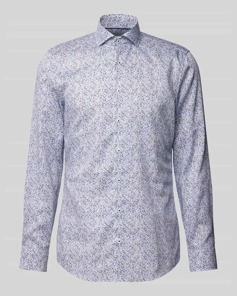 Eterna Slim Fit Businesshemd mit Haifischkragen Bleu