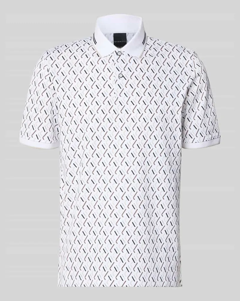 Bugatti Slim Fit Poloshirt im Allover-Look Weiss