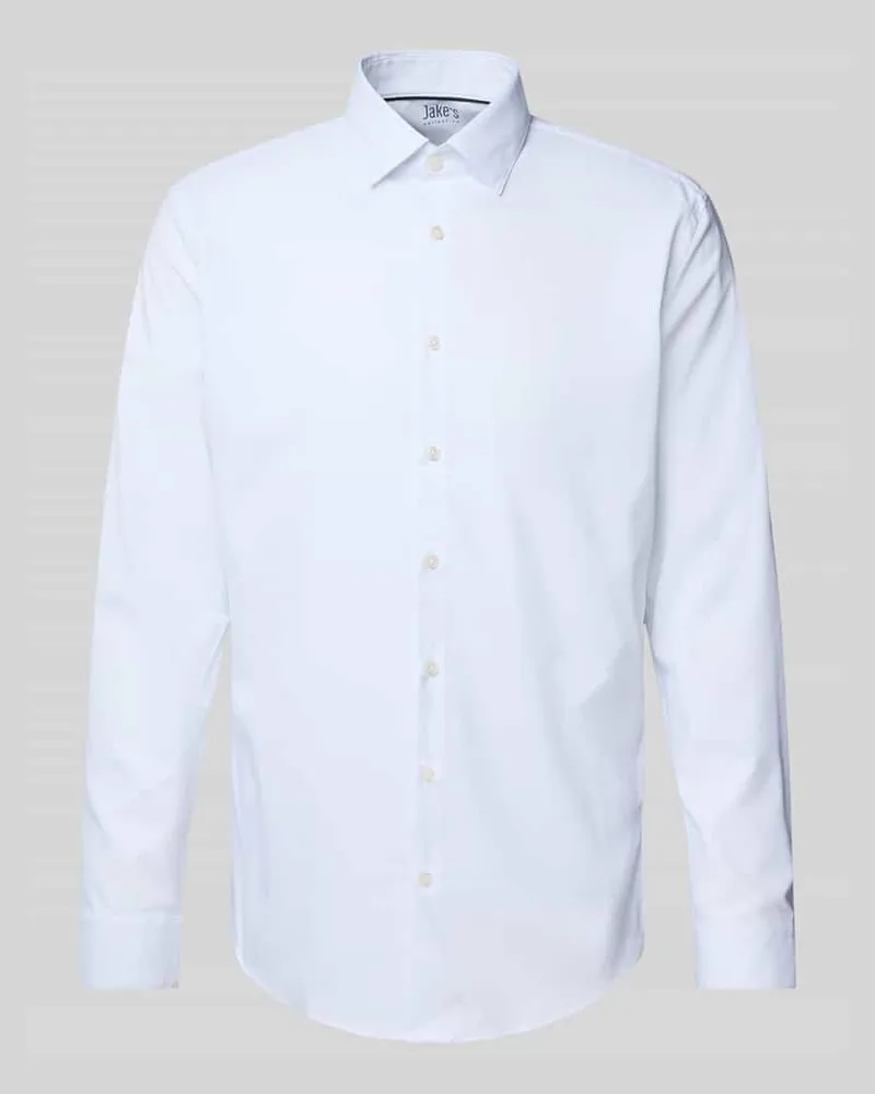 JAKE*S Slim Fit Business-Hemd mit Kentkragen Weiss