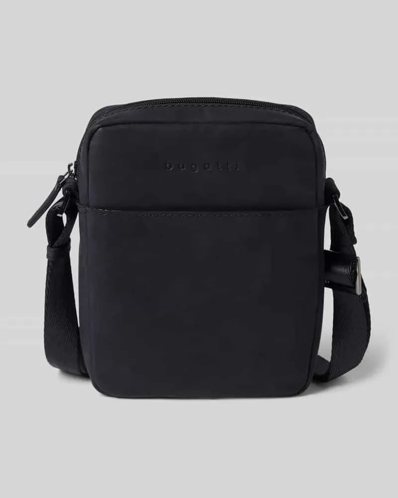 Bugatti Umhängetasche aus echtem Leder mit Label-Detail Modell 'Luca Black