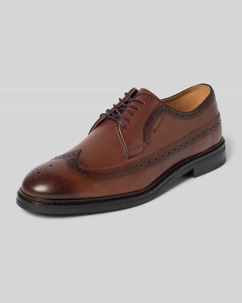Gant Derby aus Rindsnappa mit Broguing Cognac