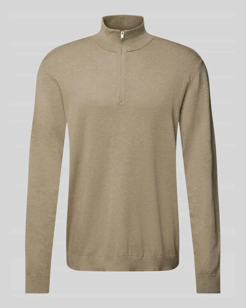 Selected Homme Strickpullover mit gerippten Abschlüssen Modell 'BERG Oliv