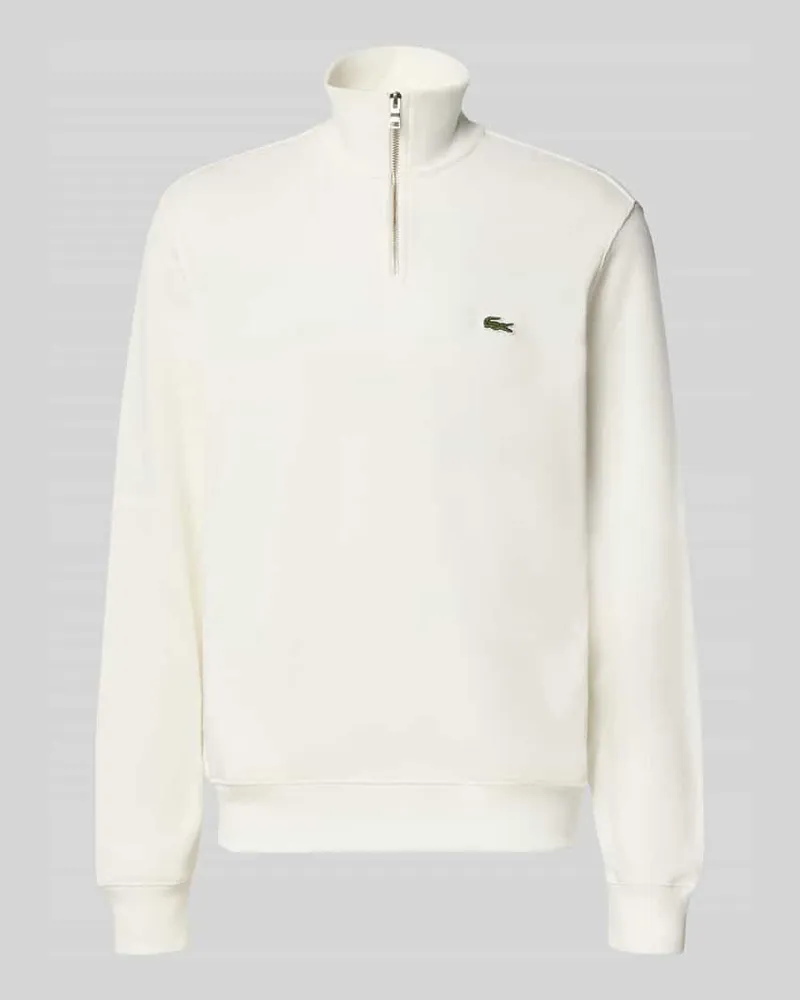 Lacoste Regular Fit Troyer aus reiner Baumwolle Offwhite