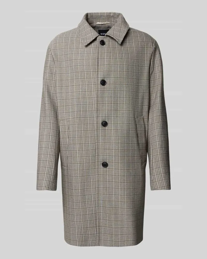 HUGO BOSS Relaxed Fit Mantel mit Karo-Muster Modell 'C-CLARK-253 Beige