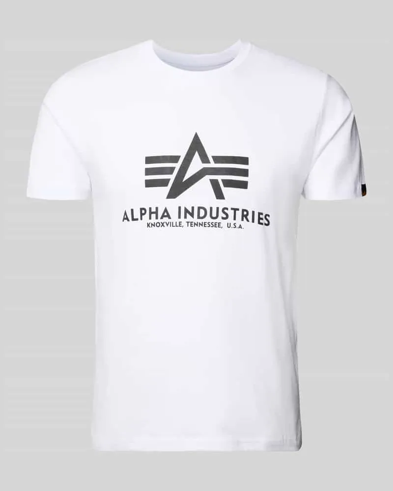 Alpha Industries T-Shirt mit Label-Print Weiss
