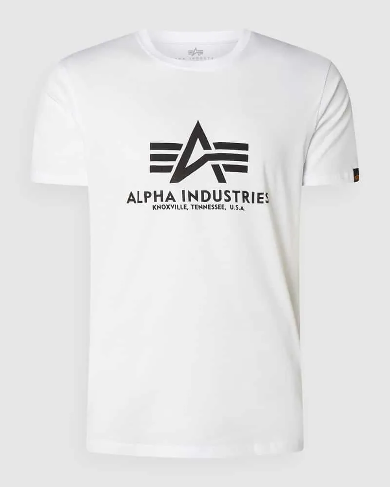 Alpha Industries T-Shirt mit Label-Print Weiss