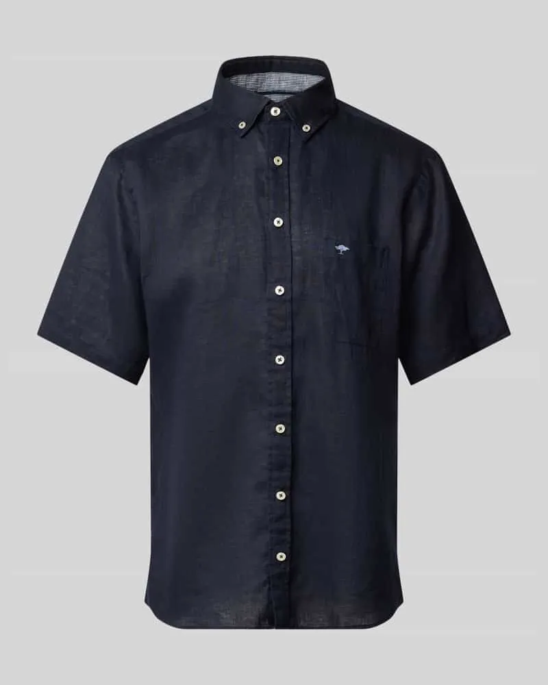 Fynch-Hatton Regular Fit Leinenhemd mit Button-Down-Kragen Marine