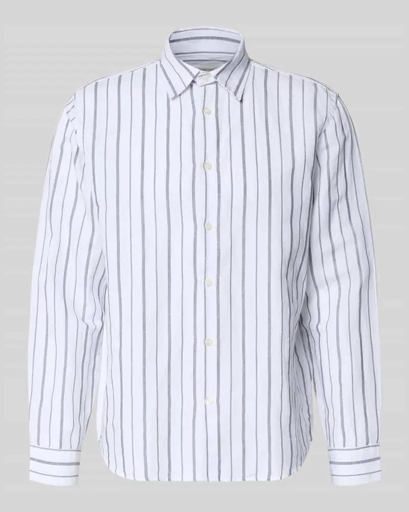 Selected Homme Regular Fit Leinenhemd aus Baumwoll-Leinen-Mix Modell 'CLAY Offwhite
