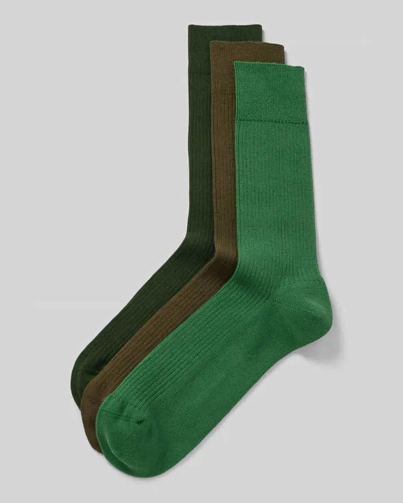 DillySocks Socken mit Strukturmuster Modell 'Ribbed Greenery' im 3er-Pack 