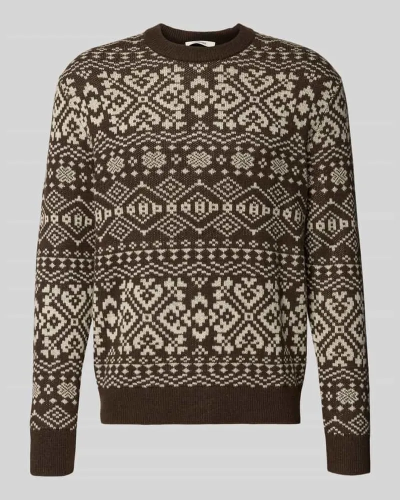 Selected Homme Regular Fit Strickpullover aus Woll-Mix Modell 'HOLGER Dunkelbraun