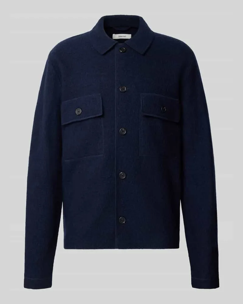 Selected Regular Fit Hemdjacke aus reiner Wolle Modell 'NEALY Dunkelblau