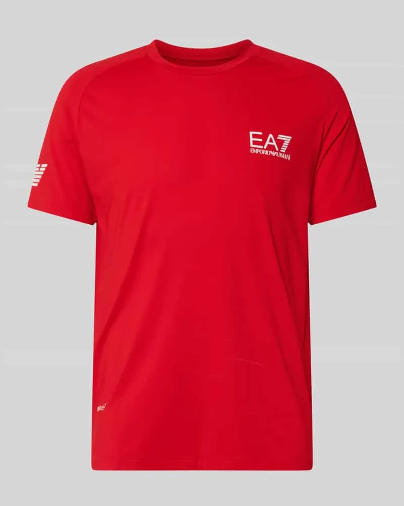 EA7 T-Shirt mit Label-Print Rot