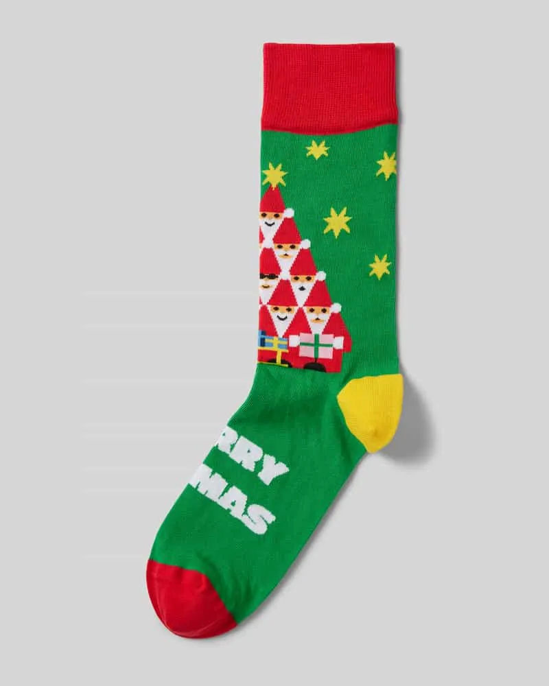 DillySocks Socken mit Motiv-Stitching Modell 'Santaception Grass