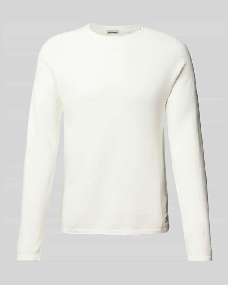 Jack & Jones Strickpullover mit Label-Patch Modell 'HILL Weiss