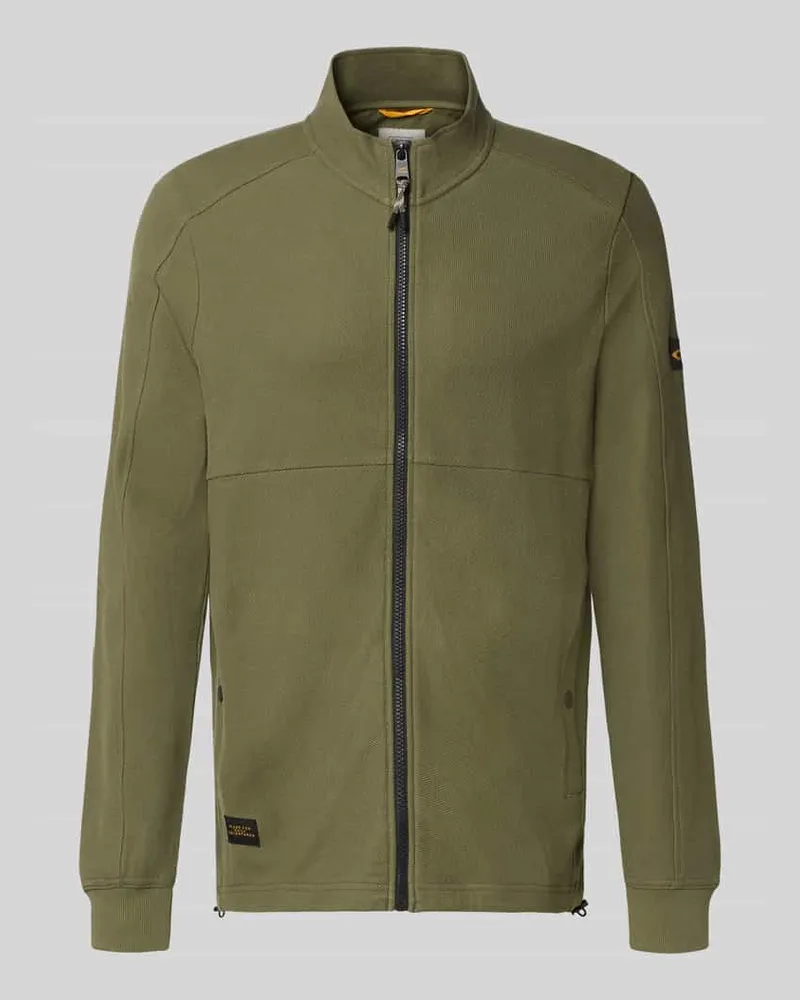 Camel Active Sweatjacke mit Stehkragen und Reißverschluss Oliv