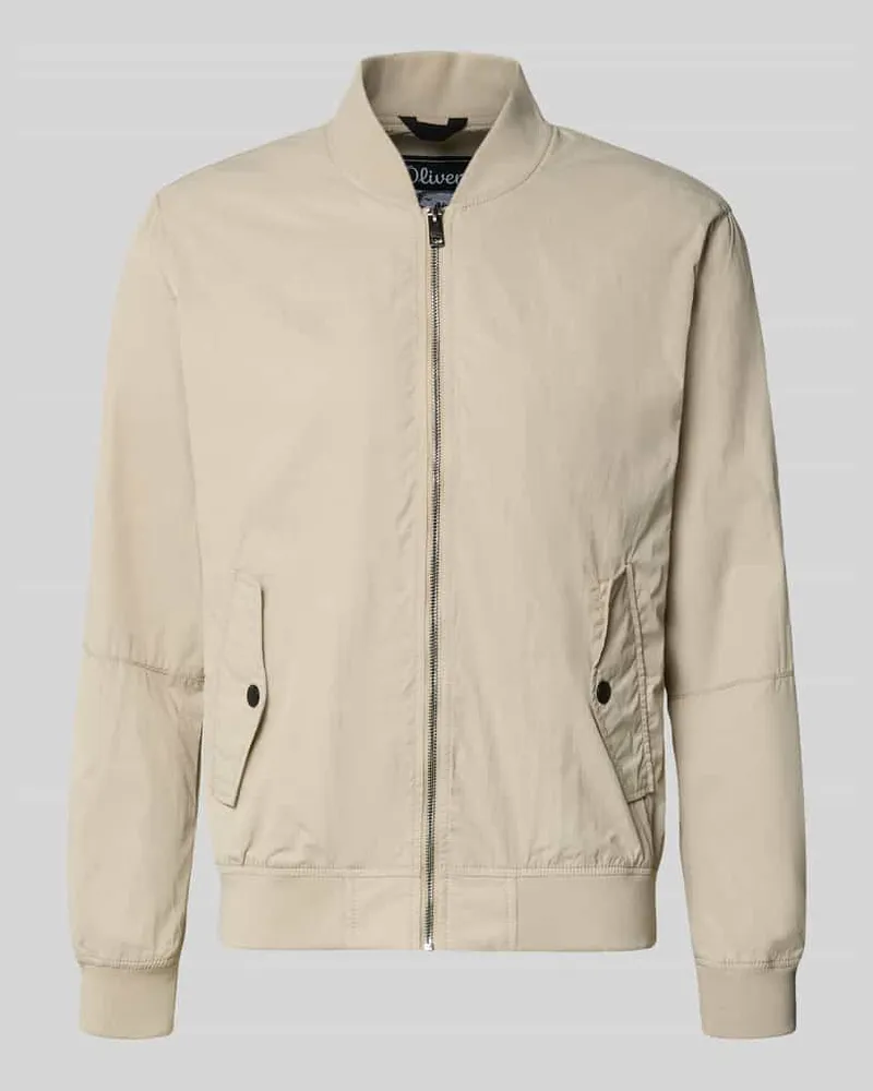 S.Oliver Regular Fit Bomberjacke mit Stehkragen Offwhite