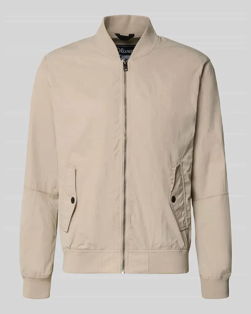 S.Oliver Regular Fit Bomberjacke mit Stehkragen Offwhite