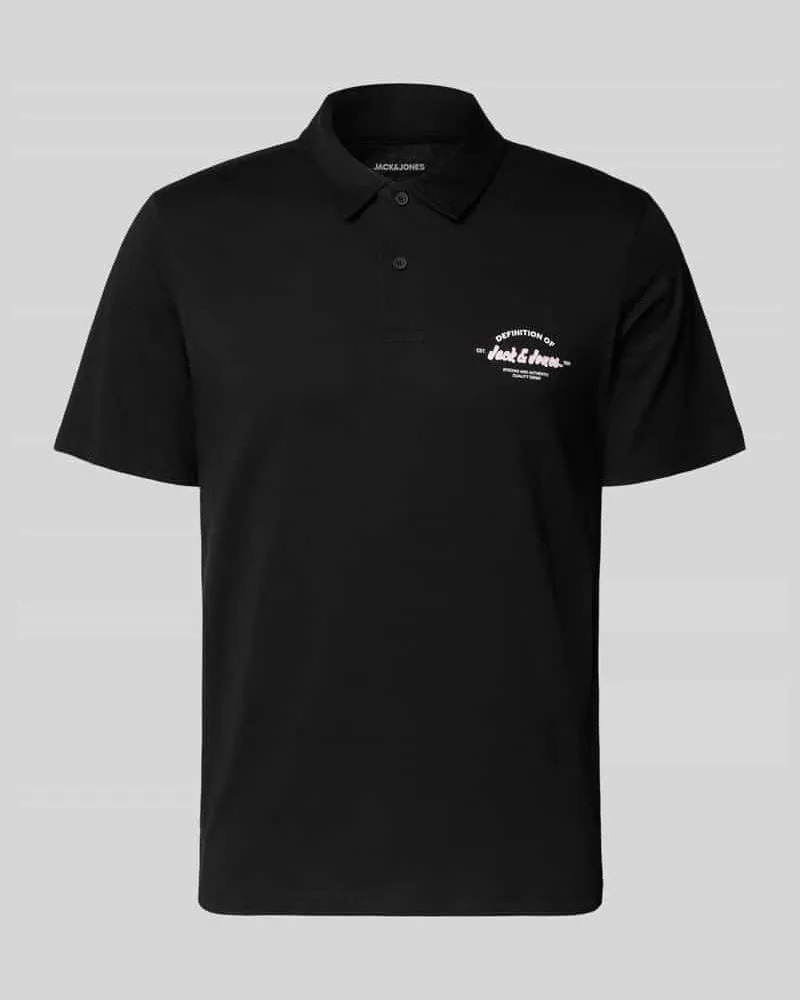 Jack & Jones Poloshirt mit Label-Print Modell 'BRANDON Black