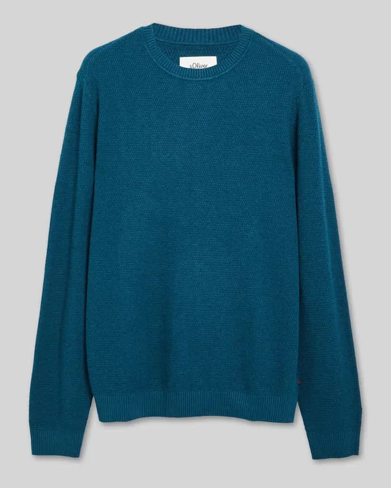 S.Oliver Pullover mit Strukturstrickoptik aus reiner Baumwolle Bleu