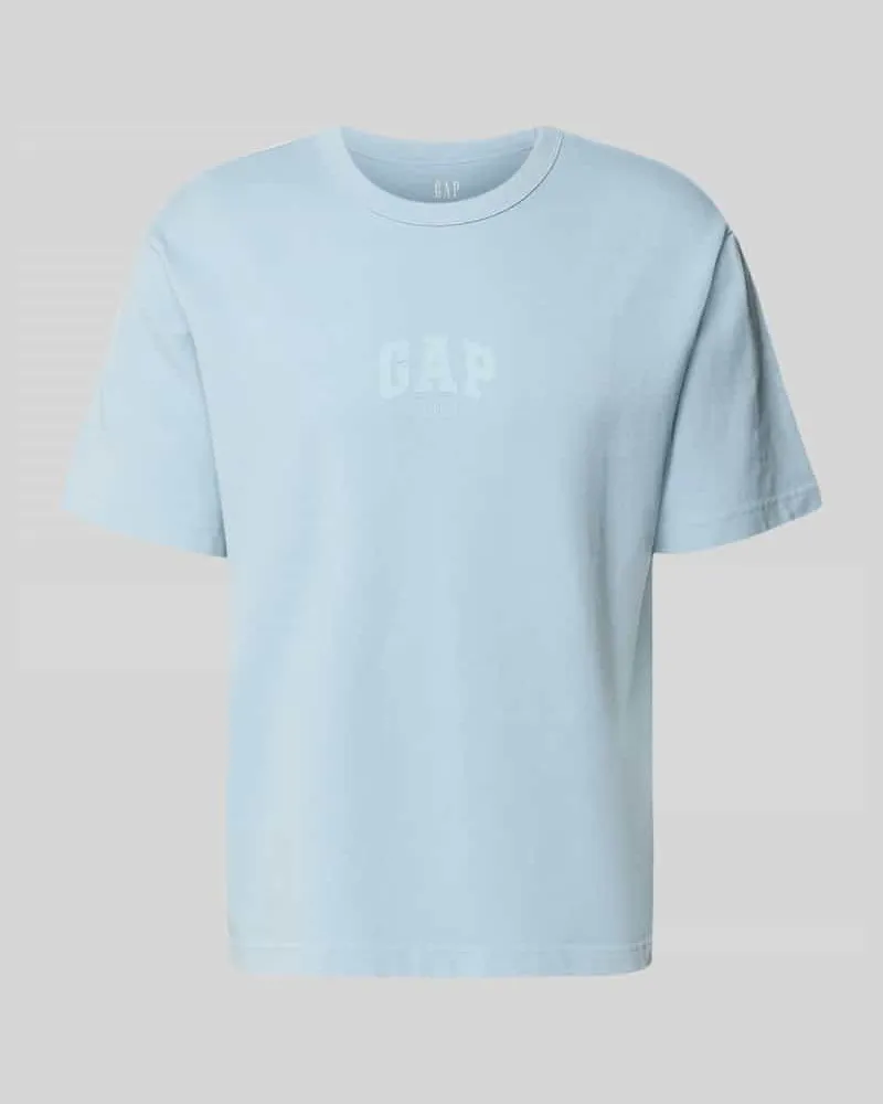 GAP T-Shirt mit Logo und Rundhalsausschnitt Hellblau