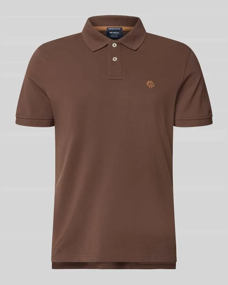 McNeal Regular Fit Poloshirt mit Label-Stitching Schlamm