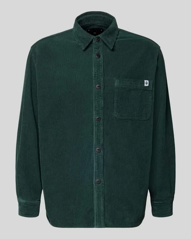 Edwin Jeans Regular Fit Freizeithemd aus Cord mit Kentkragen Modell 'ANDER Dunkelgruen