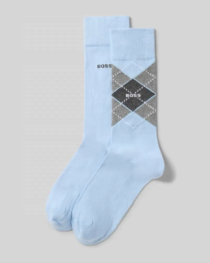 HUGO BOSS Socken aus Baumwoll-Mix im 2er-Pack Modell 'ARGYLE Hellblau