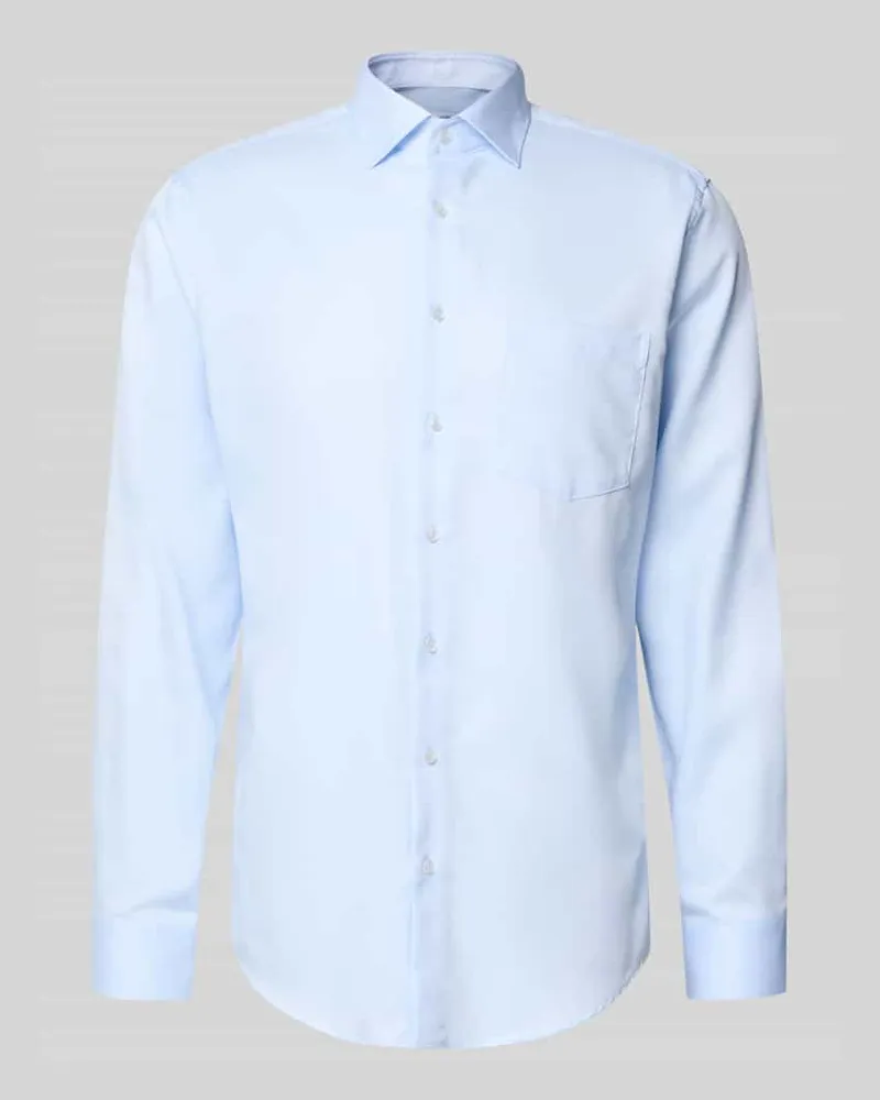 Seidensticker Regular Fit Businesshemd aus Baumwolle mit Kentkragen Bleu